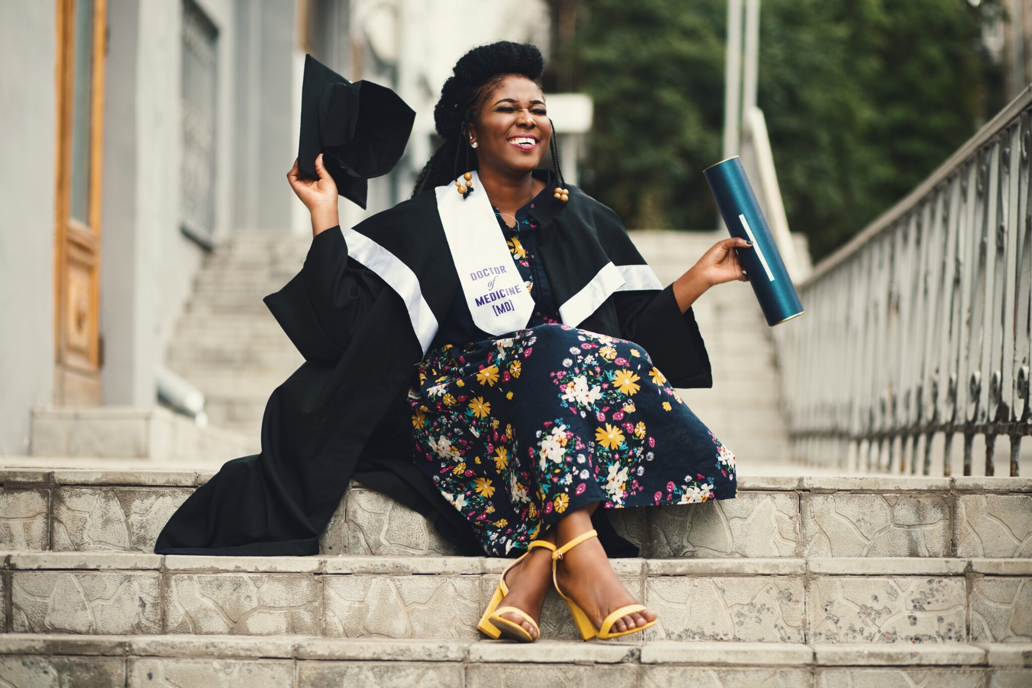 African American WOman Graduate happy